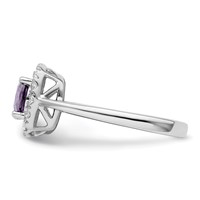14K White Gold 0.25 Carat Lab Grown Diamond VS SI+ G+ February Birthstone Amethyst Halo Ring view 3