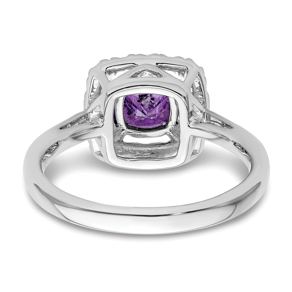 14k White Gold 1/4 carat Lab Grown Diamond VS/SI+ G+ February Birthstone Amethyst Halo Ring (RM9037-AM-028-WLG)