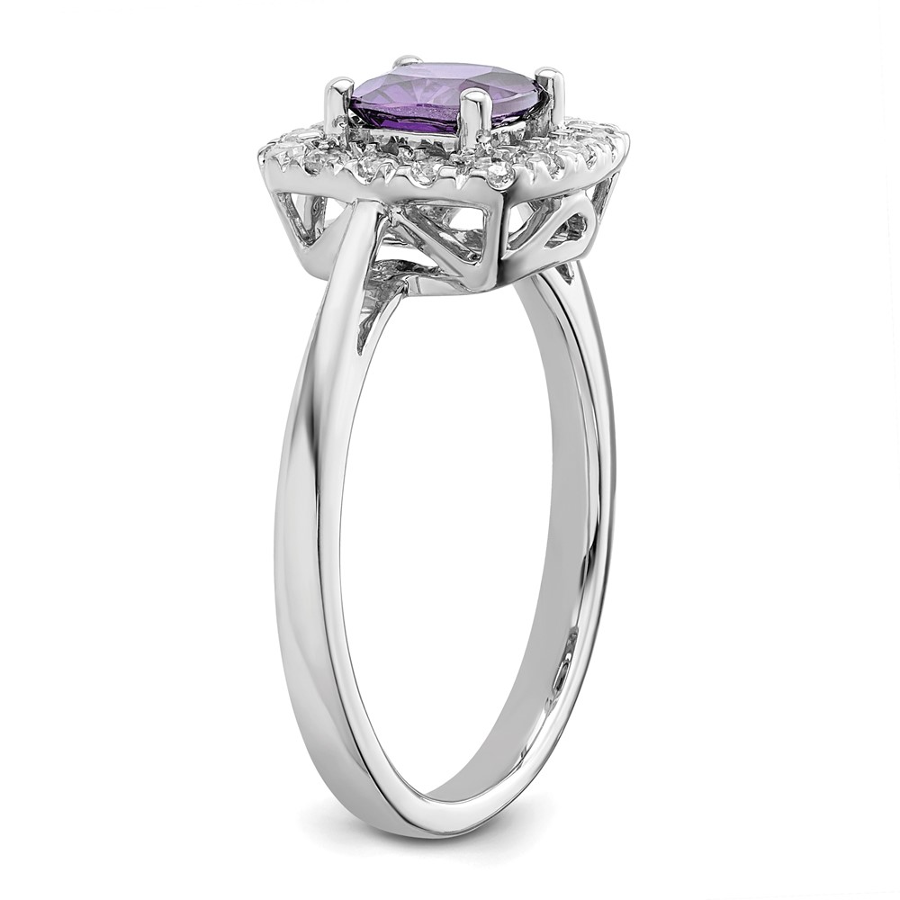 14k White Gold 1/4 carat Lab Grown Diamond VS/SI+ G+ February Birthstone Amethyst Halo Ring (RM9037-AM-028-WLG)
