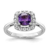 14K White Gold 0.25 Carat Lab Grown Diamond VS SI+ G+ February Birthstone Amethyst Halo Ring view 1