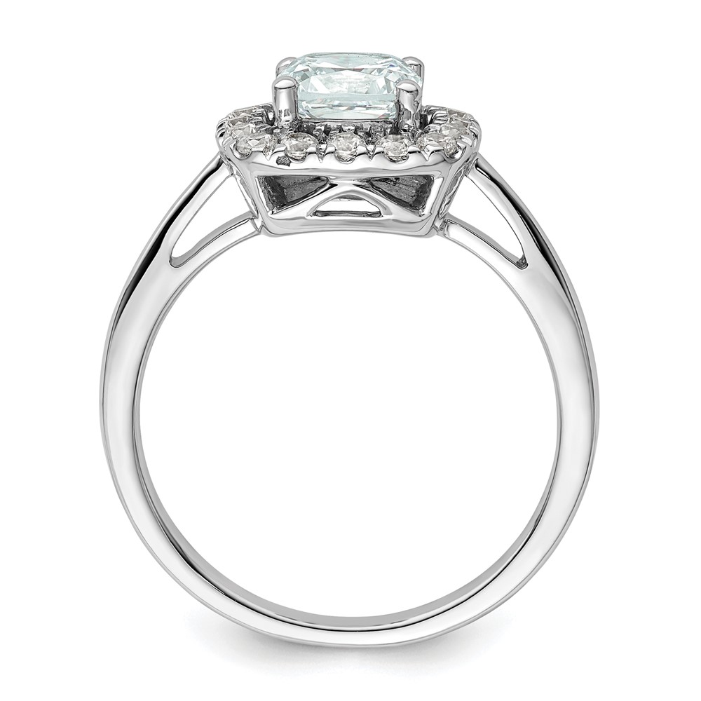 14k White Gold 1/4 carat Lab Grown Diamond VS/SI+ G+ March Birthstone Aquamarine Halo Ring (RM9037-AQ-028-WLG)