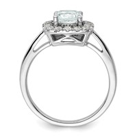 14K White Gold 0.25 Carat Lab Grown Diamond VS SI+ G+ March Birthstone Aquamarine Halo Ring view 2