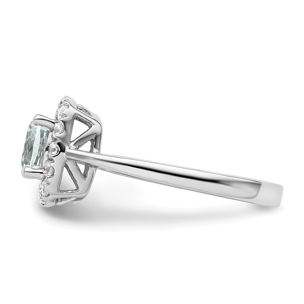 14k White Gold 1/4 carat Lab Grown Diamond VS/SI+ G+ March Birthstone Aquamarine Halo Ring (RM9037-AQ-028-WLG)