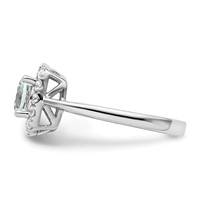 14K White Gold 0.25 Carat Lab Grown Diamond VS SI+ G+ March Birthstone Aquamarine Halo Ring view 3
