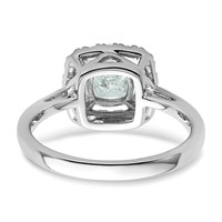 14K White Gold 0.25 Carat Lab Grown Diamond VS SI+ G+ March Birthstone Aquamarine Halo Ring view 5