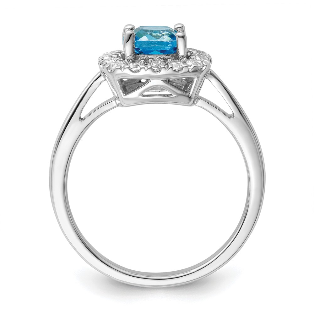 14k White Gold 1/4 carat Lab Grown Diamond VS/SI+ G+ December Birthstone Blue Topaz Halo Ring (RM9037-BT-028-WLG)