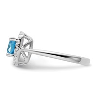 14K White Gold 0.25 Carat Lab Grown Diamond VS SI+ G+ December Birthstone Blue Topaz Halo Ring view 3