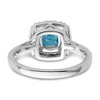 14K White Gold 0.25 Carat Lab Grown Diamond VS SI+ G+ December Birthstone Blue Topaz Halo Ring view 5