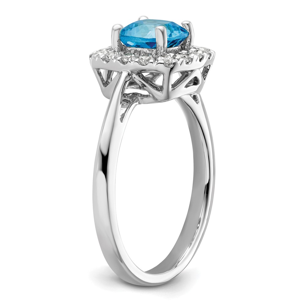 14k White Gold 1/4 carat Lab Grown Diamond VS/SI+ G+ December Birthstone Blue Topaz Halo Ring (RM9037-BT-028-WLG)