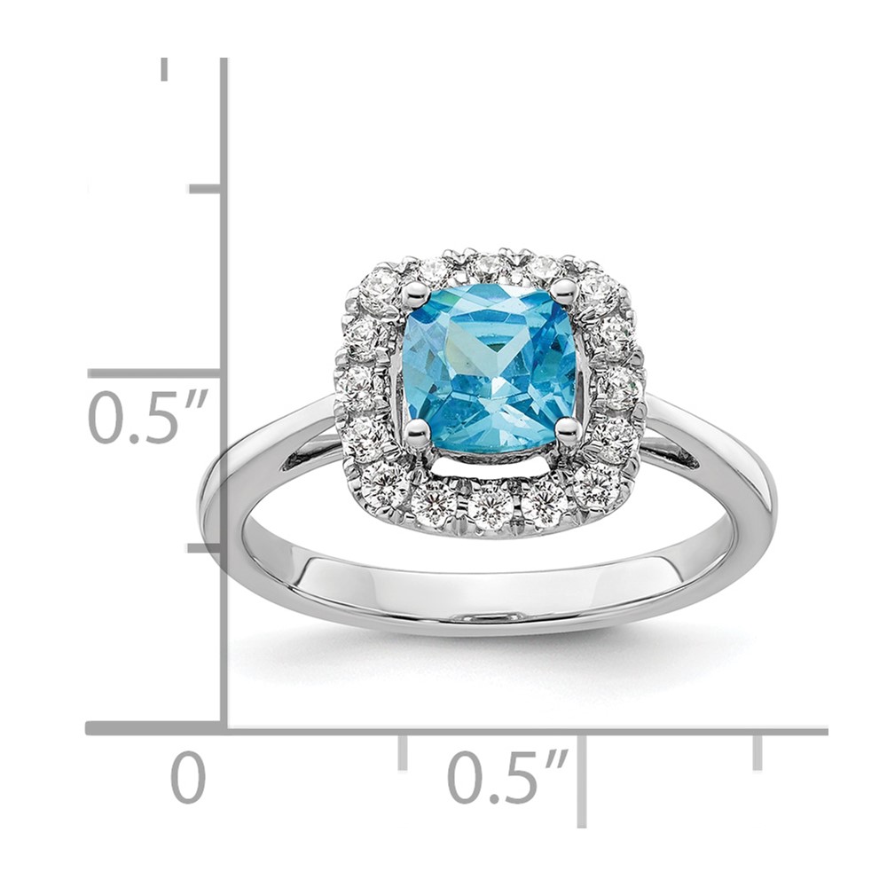 14k White Gold 1/4 carat Lab Grown Diamond VS/SI+ G+ December Birthstone Blue Topaz Halo Ring (RM9037-BT-028-WLG)