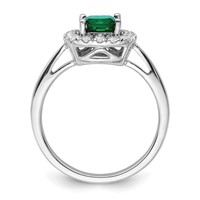14K White Gold 0.25 Carat Lab Grown Diamond VS SI+ G+ May Birthstone Lab Created Emerald Halo Ring view 2
