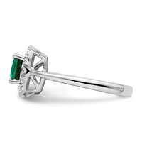 14K White Gold 0.25 Carat Lab Grown Diamond VS SI+ G+ May Birthstone Lab Created Emerald Halo Ring view 3