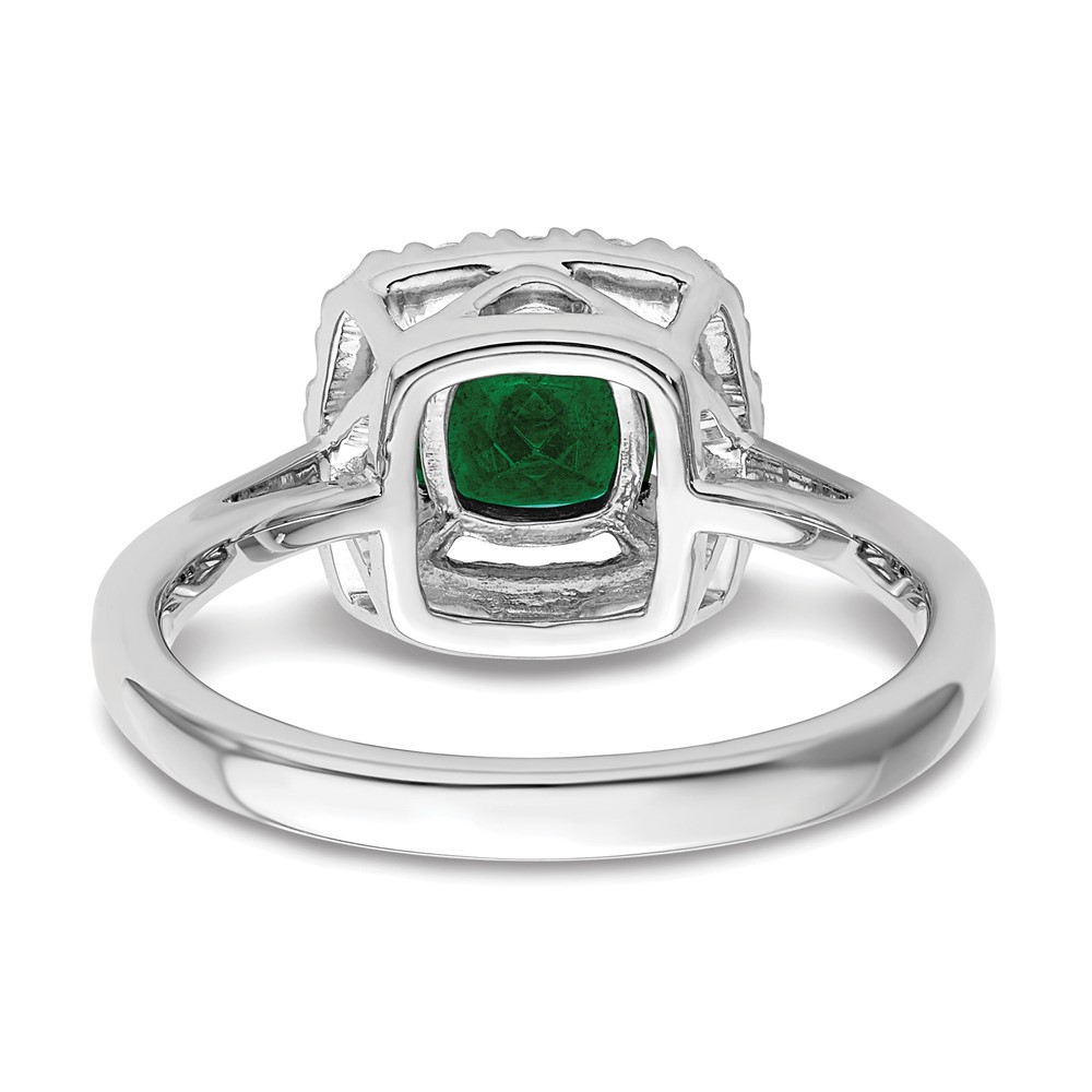 14k White Gold 1/4 carat Lab Grown Diamond VS/SI+ G+ May Birthstone Lab Created Emerald Halo Ring (RM9037-CEM-028-WLG)
