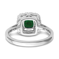 14K White Gold 0.25 Carat Lab Grown Diamond VS SI+ G+ May Birthstone Lab Created Emerald Halo Ring view 5