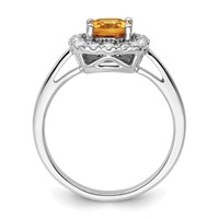 14K White Gold 0.25 Carat Lab Grown Diamond VS SI+ G+ November Birthstone Citrine Halo Ring view 2