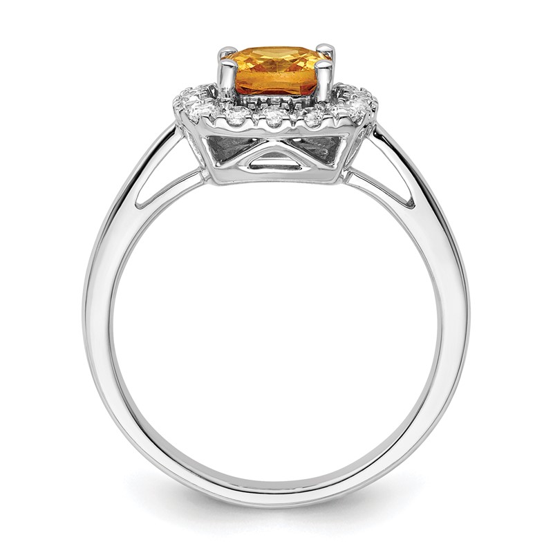 14k White Gold 1/4 carat Lab Grown Diamond VS/SI+ G+ November Birthstone Citrine Halo Ring