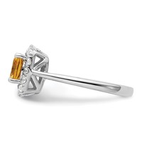 14K White Gold 0.25 Carat Lab Grown Diamond VS SI+ G+ November Birthstone Citrine Halo Ring view 3