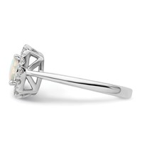 14K White Gold 0.25 Carat Lab Grown Diamond VS SI+ G+ October Birthstone Lab Created Opal Halo Ring view 3