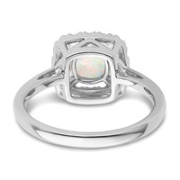14K White Gold 0.25 Carat Lab Grown Diamond VS SI+ G+ October Birthstone Lab Created Opal Halo Ring view 5