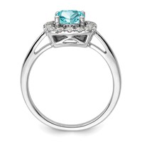 Pure Serenity 14K White Gold 0.25 Carat Lab Grown Diamond VS SI+ G+ and Halo Lab Created Paraiba Ring view 2