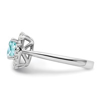 Pure Serenity 14K White Gold 0.25 Carat Lab Grown Diamond VS SI+ G+ and Halo Lab Created Paraiba Ring view 5