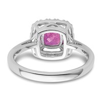14K White Gold 0.25 Carat Lab Grown Diamond VS SI+ G+ October Birthstone Lab Created Pink Sapphire Halo Ring view 5