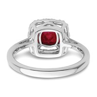 14K White Gold 0.25 Carat Lab Grown Diamond VS SI+ G+ July Birthstone Lab Created Ruby Halo Ring view 5