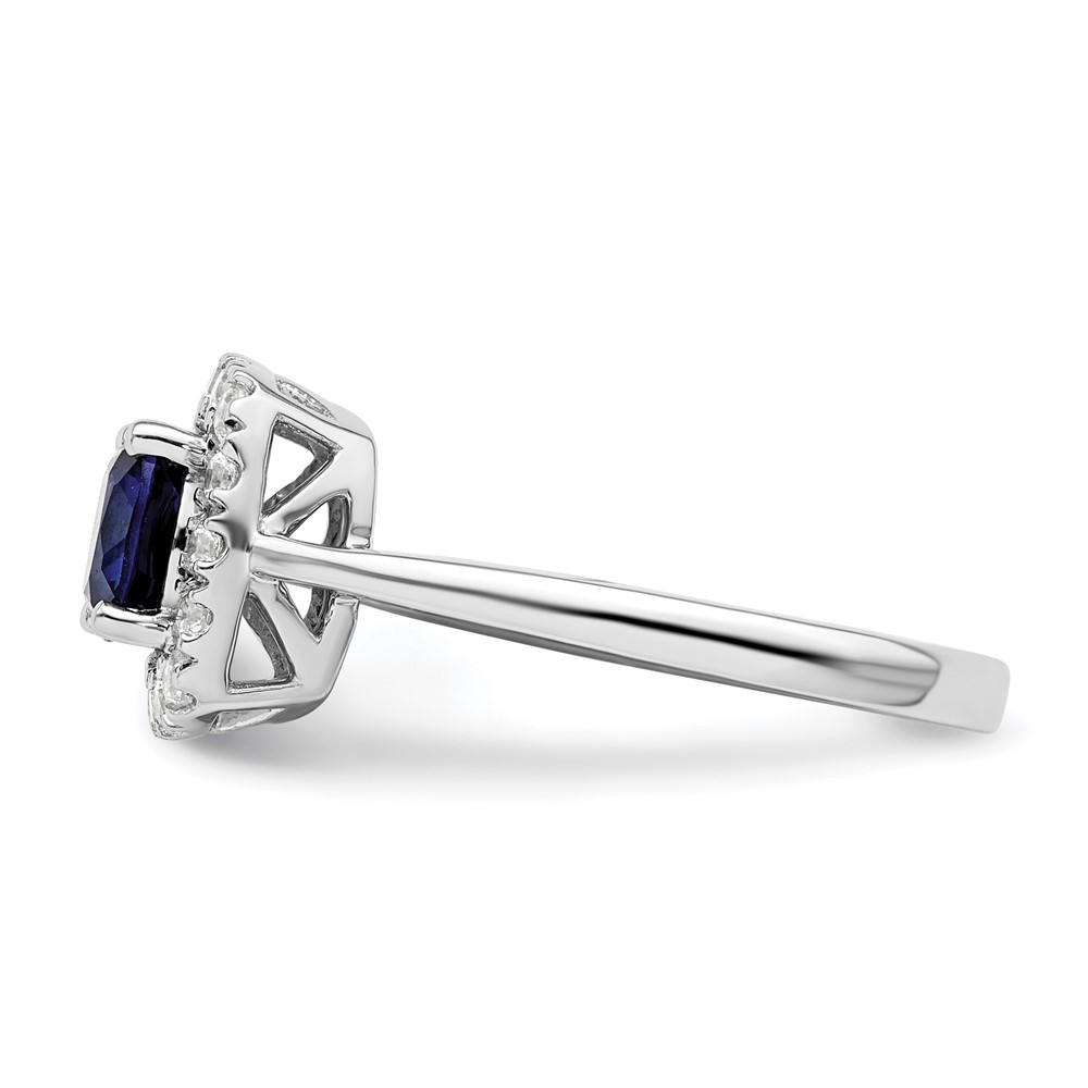 14k White Gold 1/4 carat Lab Grown Diamond VS/SI+ G+ September Birthstone Lab Created Blue Sapphire Halo Ring (RM9037-CSA-028-WLG)