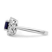 14K White Gold 0.25 Carat Lab Grown Diamond VS SI+ G+ September Birthstone Lab Created Blue Sapphire Halo Ring view 3