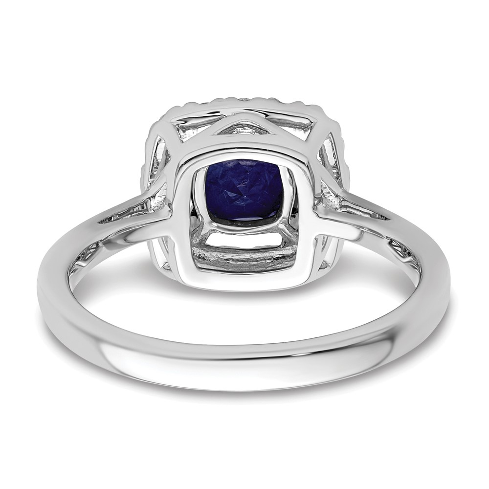 14k White Gold 1/4 carat Lab Grown Diamond VS/SI+ G+ September Birthstone Lab Created Blue Sapphire Halo Ring (RM9037-CSA-028-WLG)