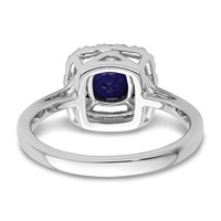 14K White Gold 0.25 Carat Lab Grown Diamond VS SI+ G+ September Birthstone Lab Created Blue Sapphire Halo Ring view 5