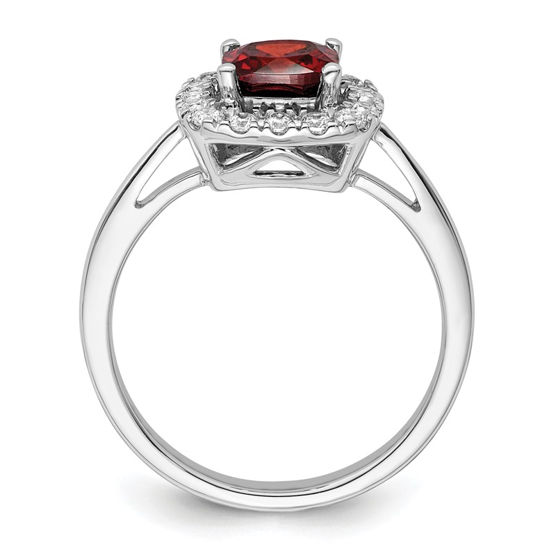 14k White Gold 1/4 carat Lab Grown Diamond VS/SI+ G+ January Birthstone Garnet Halo Ring