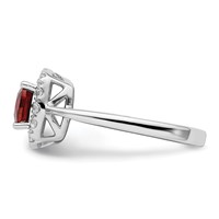 14K White Gold 0.25 Carat Lab Grown Diamond VS SI+ G+ January Birthstone Garnet Halo Ring view 3