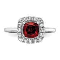 14K White Gold 0.25 Carat Lab Grown Diamond VS SI+ G+ January Birthstone Garnet Halo Ring view 4