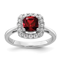 14K White Gold 0.25 Carat Lab Grown Diamond VS SI+ G+ January Birthstone Garnet Halo Ring view 1