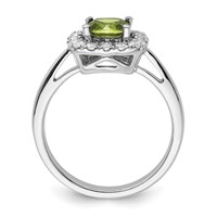 14K White Gold 0.25 Carat Lab Grown Diamond VS SI+ G+ August Birthstone Peridot Halo Ring view 2