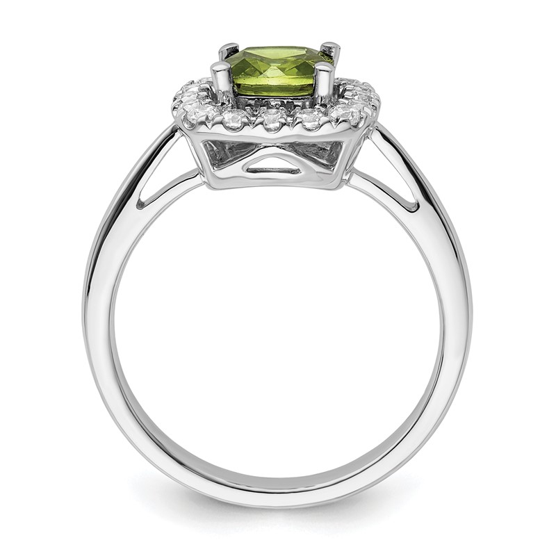 14k White Gold 1/4 carat Lab Grown Diamond VS/SI+ G+ August Birthstone Peridot Halo Ring