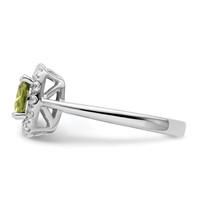 14K White Gold 0.25 Carat Lab Grown Diamond VS SI+ G+ August Birthstone Peridot Halo Ring view 3