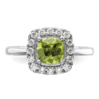 14K White Gold 0.25 Carat Lab Grown Diamond VS SI+ G+ August Birthstone Peridot Halo Ring view 4