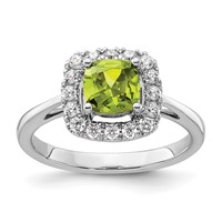 14K White Gold 0.25 Carat Lab Grown Diamond VS SI+ G+ August Birthstone Peridot Halo Ring view 1