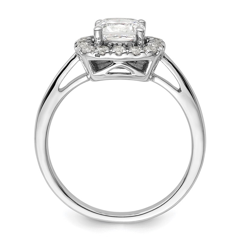 14k White Gold 1/4 carat Lab Grown Diamond VS/SI+ G+ April Birthstone White Sapphire Halo Ring
