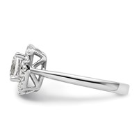 14K White Gold 0.25 Carat Lab Grown Diamond VS SI+ G+ April Birthstone White Sapphire Halo Ring view 3