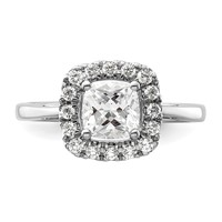 14K White Gold 0.25 Carat Lab Grown Diamond VS SI+ G+ April Birthstone White Sapphire Halo Ring view 4