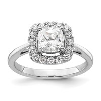 14K White Gold 0.25 Carat Lab Grown Diamond VS SI+ G+ April Birthstone White Sapphire Halo Ring view 1