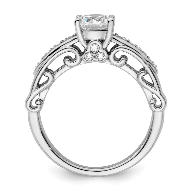 14k White Gold 1/4 carat Lab Grown Diamond VS/SI+ G+ 1 carat Center Round Semi Mount Channel Set Shared Prong Engagement Ring