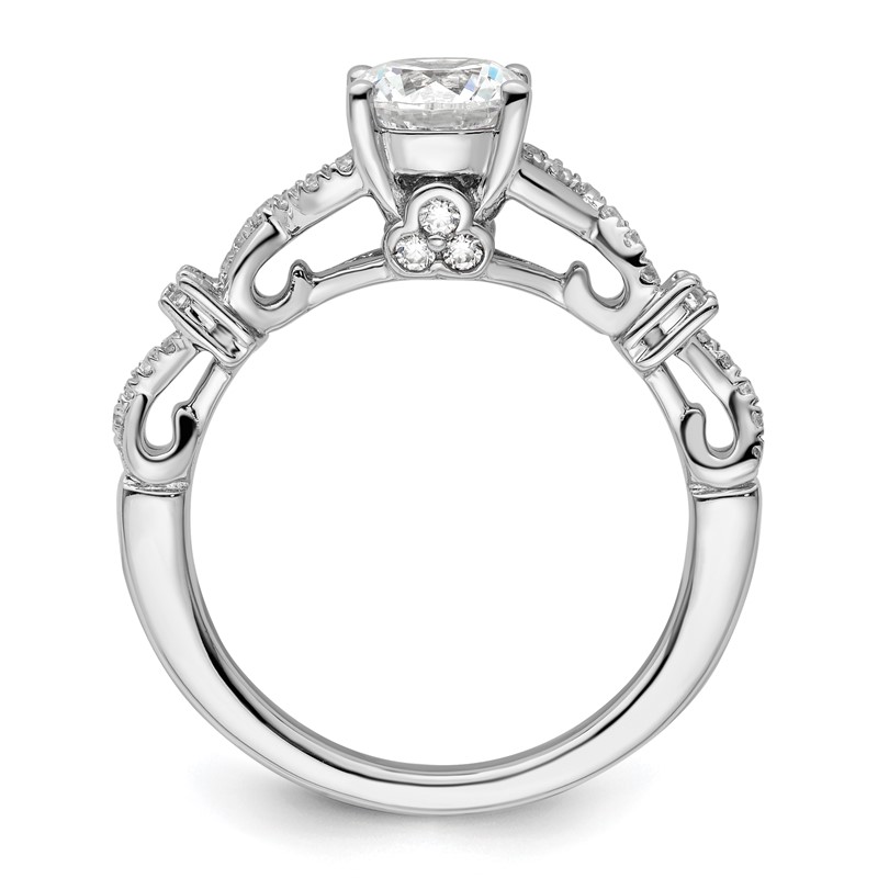 14k White Gold 1/4 carat Lab Grown Diamond VS/SI+ G+ 1 carat Center Round Semi Mount Bypass Engagement Ring