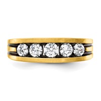IBGoodman 14K Yellow Gold Ring with Black Rhodium 1 Carat Lab Grown Diamond VS SI+ G+ Complete Men's view 4