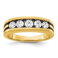 IBGoodman 14K Yellow Gold Ring with Black Rhodium 1 Carat Lab Grown Diamond VS SI+ G+ Complete Men's view 1