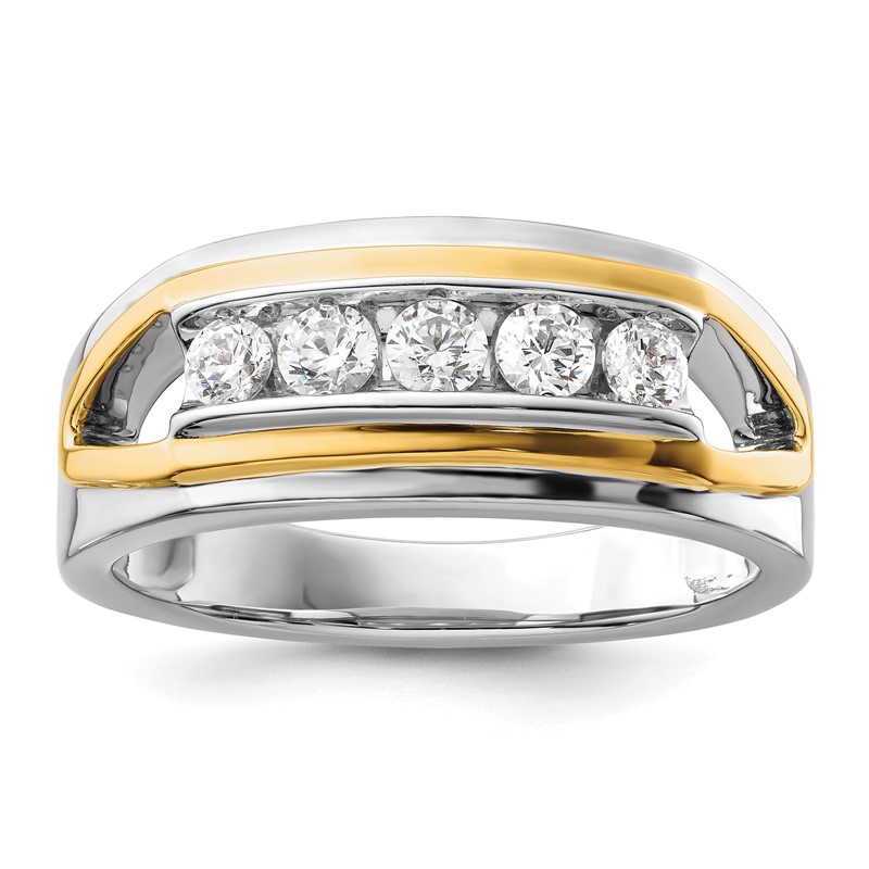 IBGoodman 14k White Gold 1/2 carat Lab Grown Diamond VS/SI+ G+ Five Stone Complete Men's Ring