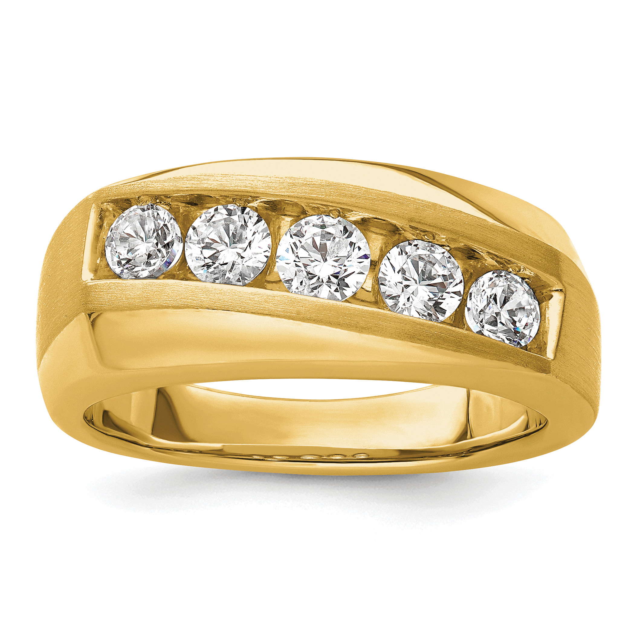 IBGoodman 10k 1 carat Lab Grown Diamond VS/SI+ G+ Five Stone Complete Men's Ring (RM9057-100-0YLG)